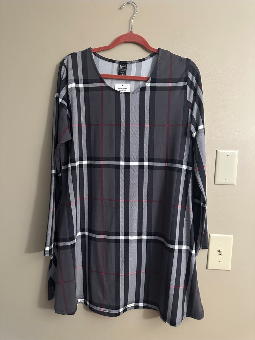 Gray Plaid  Pocket Swing  Tunic